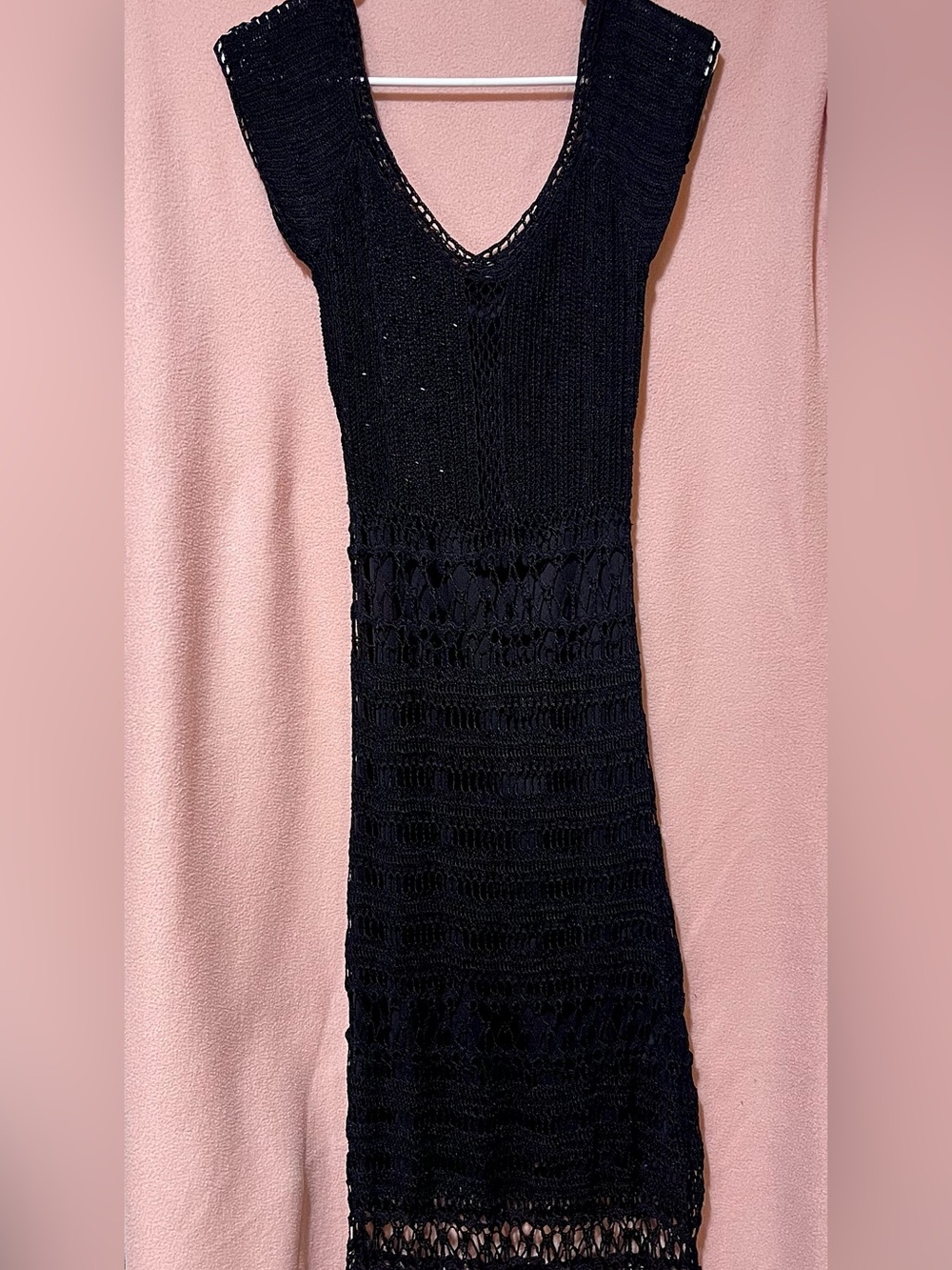 Dressbarm Black Beaded Crochet Knit Maxi Dress Whimsigoth